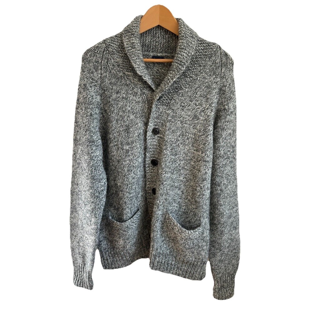 J. Crew Wool Alpaca Cardigan M Sweater Grandpa Core Gray Soft
